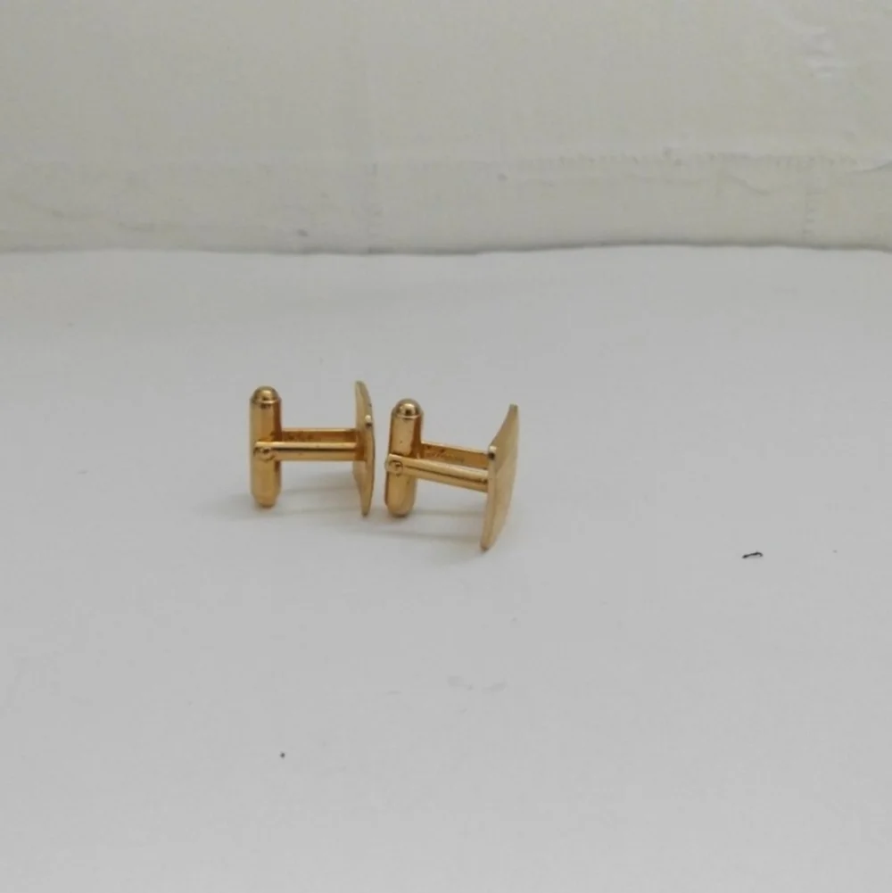 Vintage Anson Floral Engraved Geometric Square Gold Tone Cufflinks